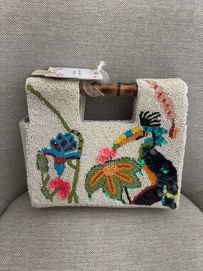 Made in India Toucan Beaded Crossbody and Clutch Bag